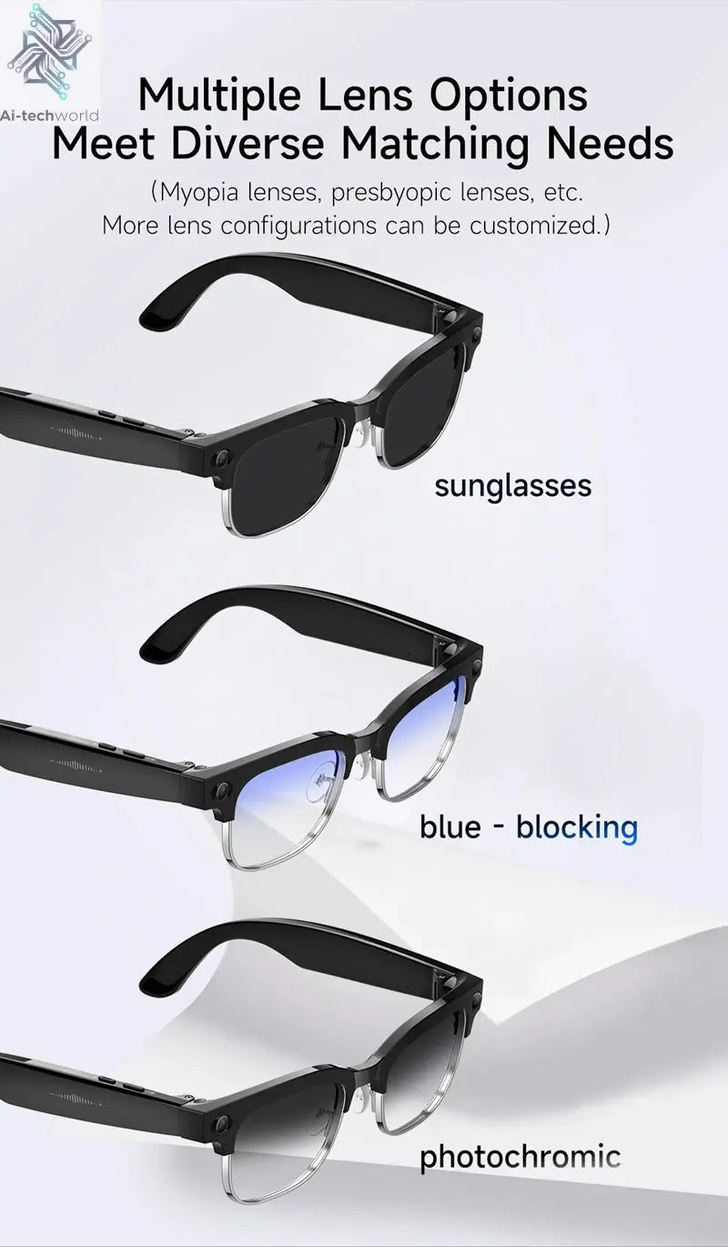 Mijia 4K HD Color Changing AI Smart Glasses 800W Pixel Camera Bluetooth Call Voice Assistant Control Smart Sports Glasses Ai-TechWorld 