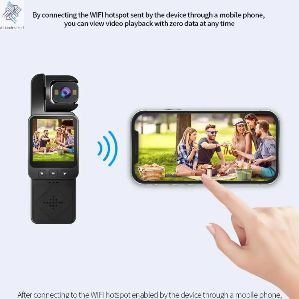Mini Action Camera WIFI IP65 Waterproof Action Camera 1.54 Inch 1080 HD Sports Camera Chest Worn Video Recorder Cycling Vlogging Ai-TechWorld 