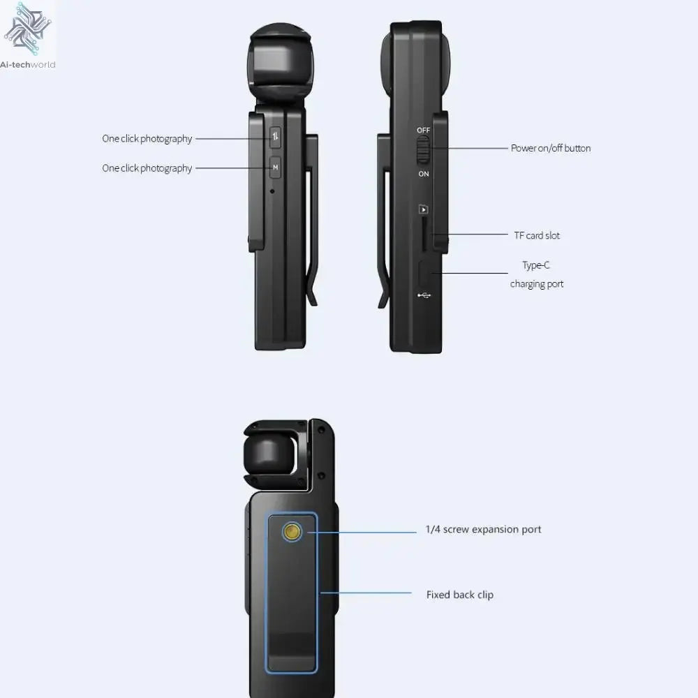 Mini Action Camera WIFI IP65 Waterproof Action Camera 1.54 Inch 1080 HD Sports Camera Chest Worn Video Recorder Cycling Vlogging Ai-TechWorld 