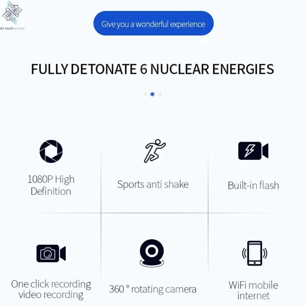 Mini Action Camera WIFI IP65 Waterproof Action Camera 1.54 Inch 1080 HD Sports Camera Chest Worn Video Recorder Cycling Vlogging Ai-TechWorld 