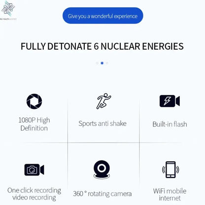 Mini Action Camera WIFI IP65 Waterproof Action Camera 1.54 Inch 1080 HD Sports Camera Chest Worn Video Recorder Cycling Vlogging Ai-TechWorld 