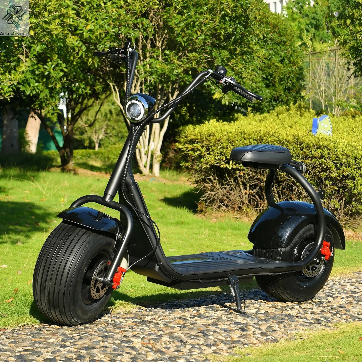 Mini Black Fat Tyre Electric Citycoco Scooter 60V12AH Motorbike E scooter 2000W Commuter electric scooter Ai-TechWorld 