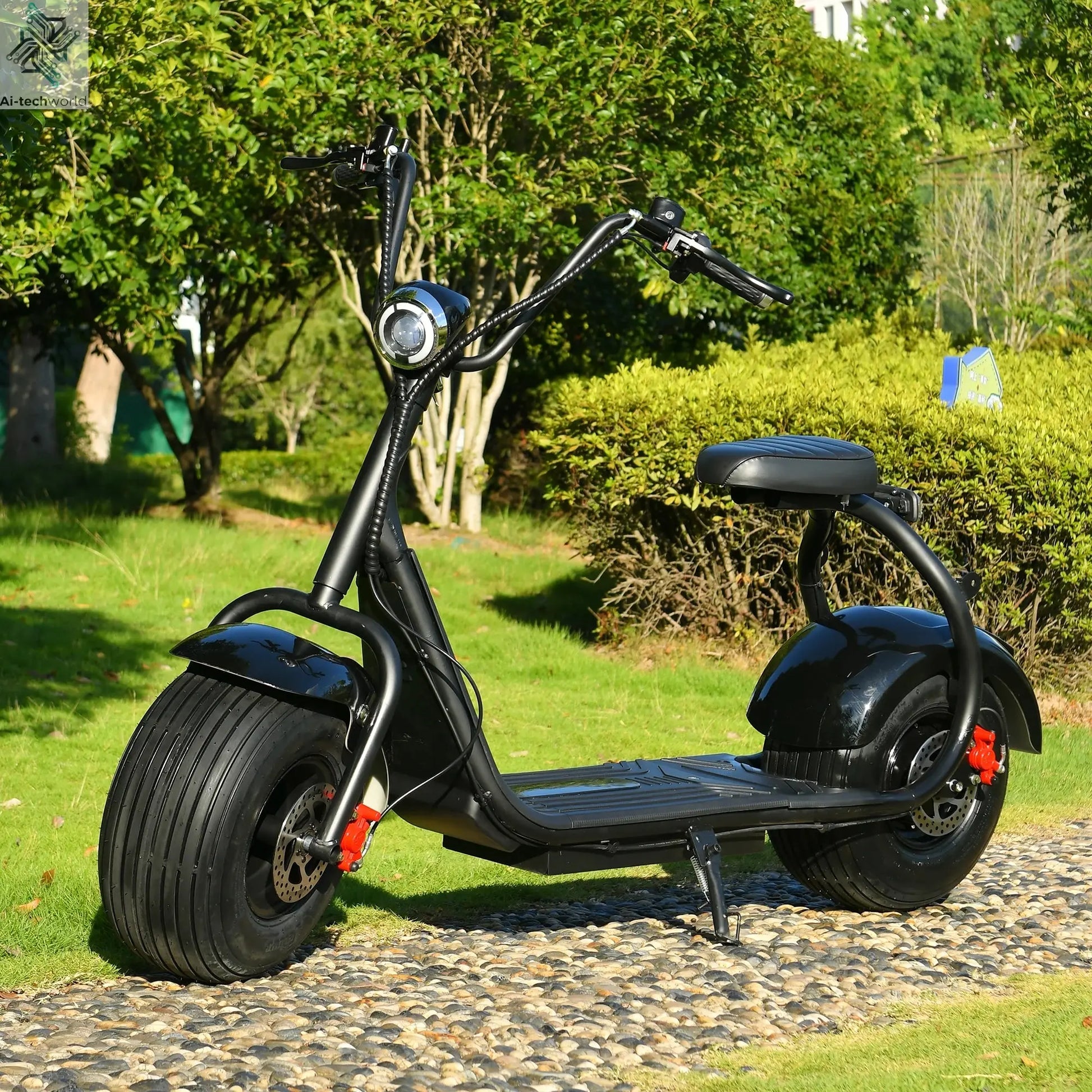 Mini Black Fat Tyre Electric Citycoco Scooter 60V12AH Motorbike E scooter 2000W Commuter electric scooter Ai-TechWorld 