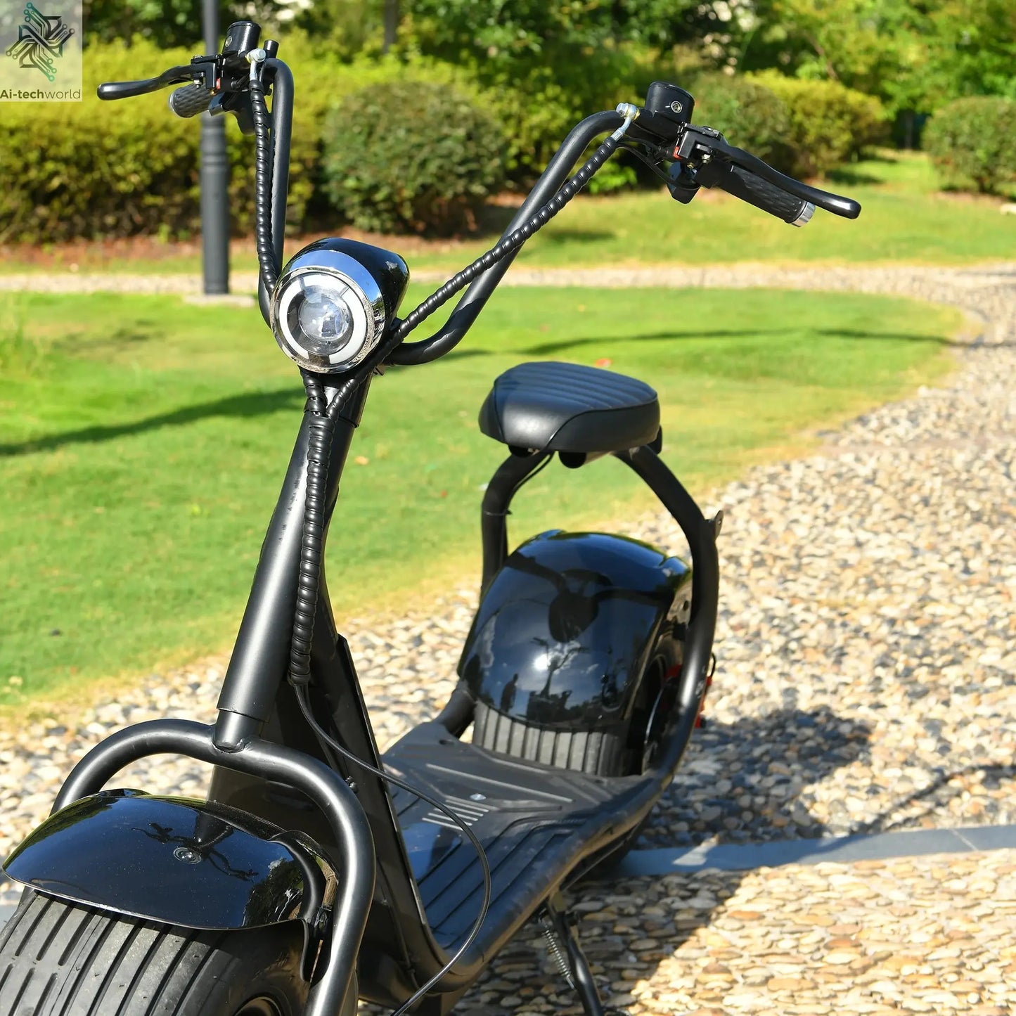Mini Black Fat Tyre Electric Citycoco Scooter 60V12AH Motorbike E scooter 2000W Commuter electric scooter Ai-TechWorld 