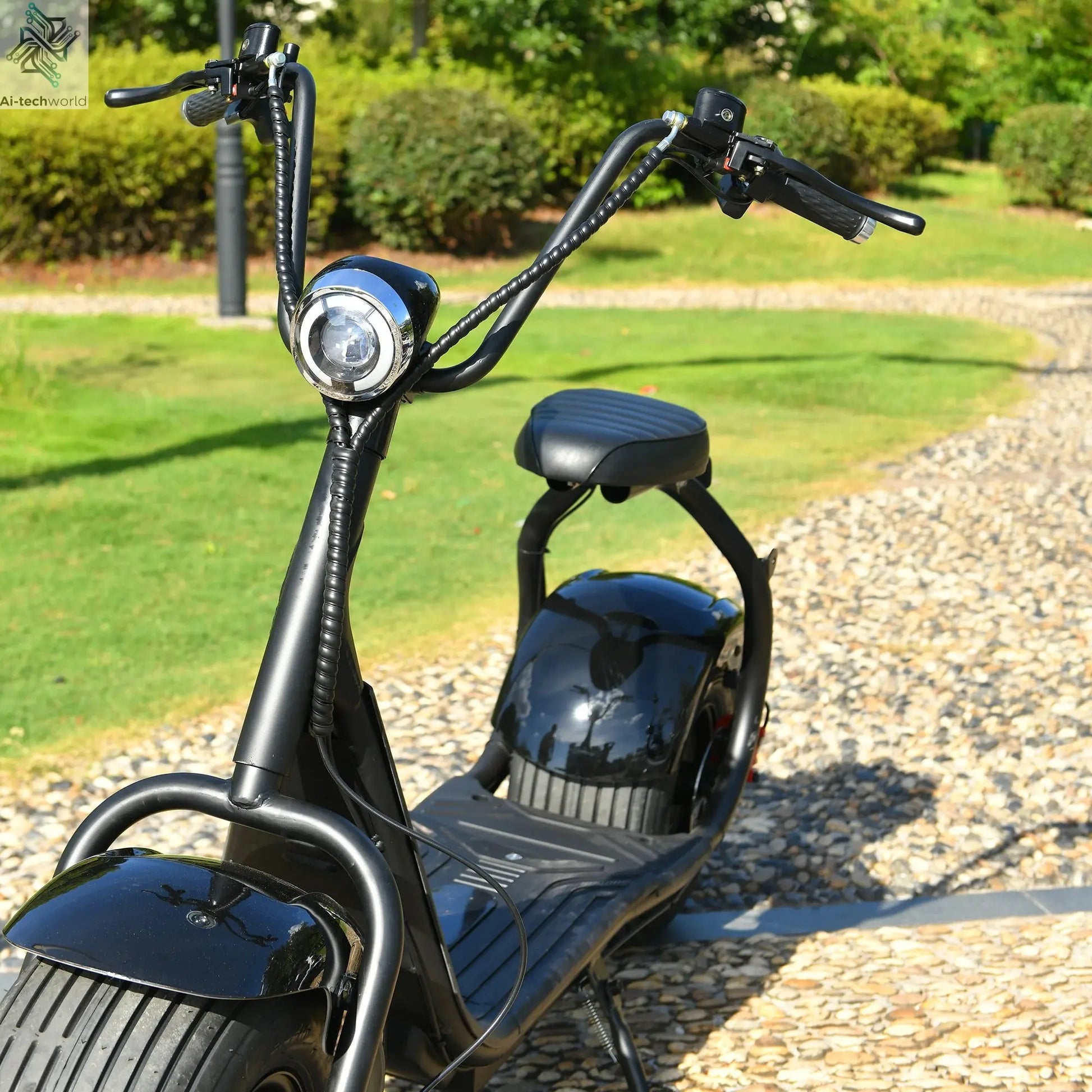 Mini Black Fat Tyre Electric Citycoco Scooter 60V12AH Motorbike E scooter 2000W Commuter electric scooter Ai-TechWorld 