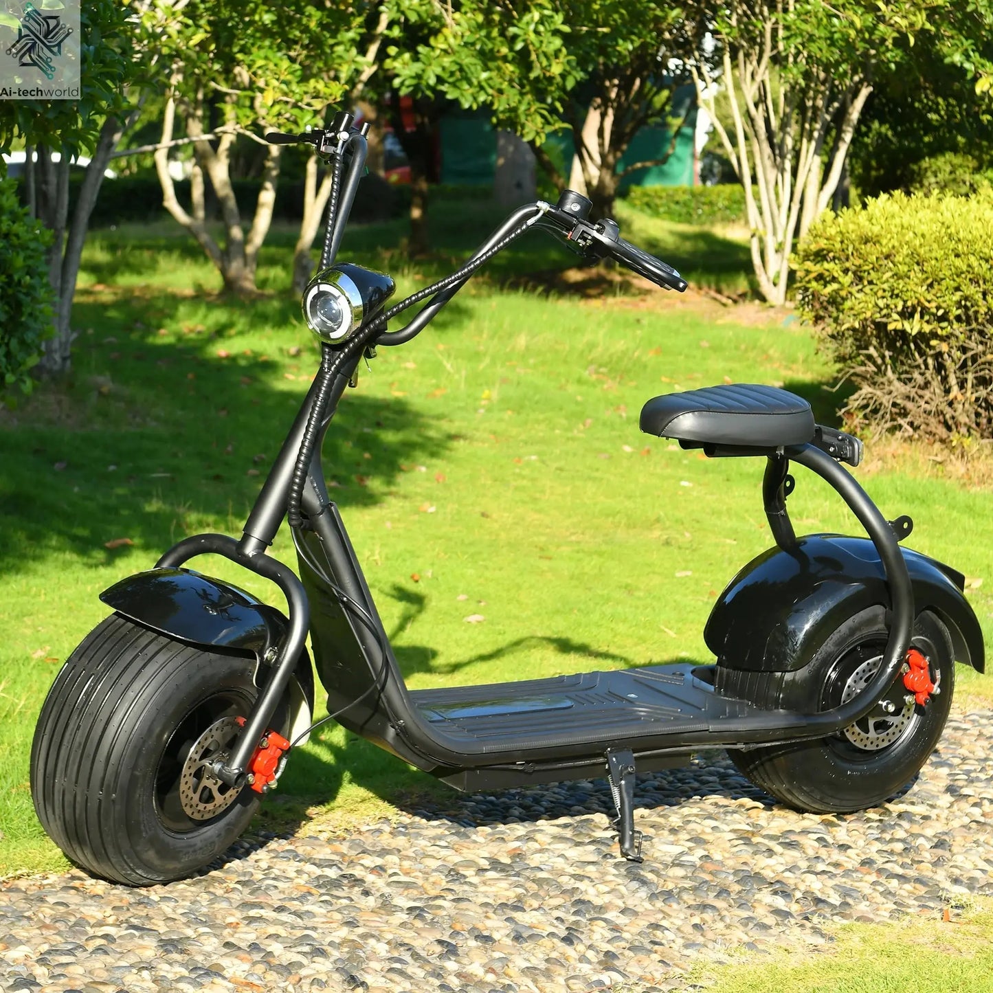 Mini Black Fat Tyre Electric Citycoco Scooter 60V12AH Motorbike E scooter 2000W Commuter electric scooter Ai-TechWorld 