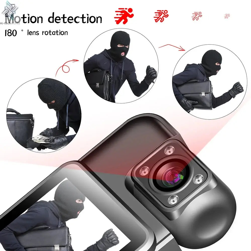 Mini Cam 4K 1080P Pocket Camcorder HD Cam 1.3" LCD Screen 270° Rotatable Wifi Mini Camera with Waterproof Case Motion Cameras Ai-TechWorld 