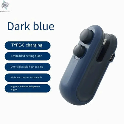 Mini Sealing Machine USB Rechargable Heat Sealer Storage Bag Plastic Package Food Sealer Clip Bag Handheld Food Heat Sealer Ai-TechWorld 