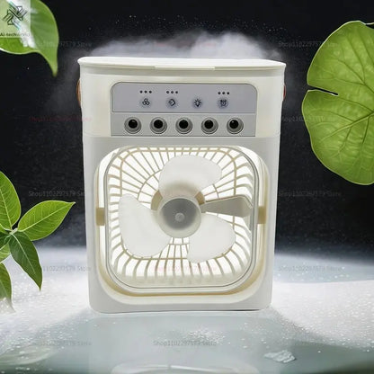 Mini USB Water Mist Fan Portable Air Cooler Humidifier 3 in 1 Air Conditioning Fan 7-Color LED Night Light Office Home Fan Ai-TechWorld 