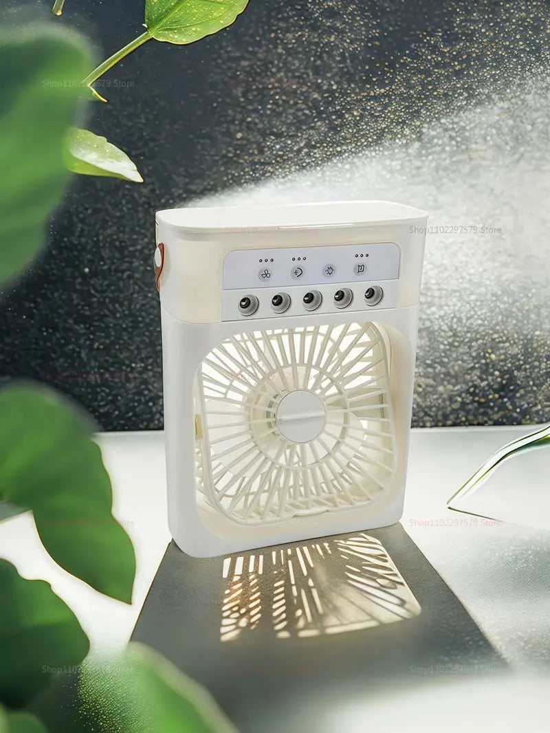 Mini USB Water Mist Fan Portable Air Cooler Humidifier 3 in 1 Air Conditioning Fan 7-Color LED Night Light Office Home Fan Ai-TechWorld 