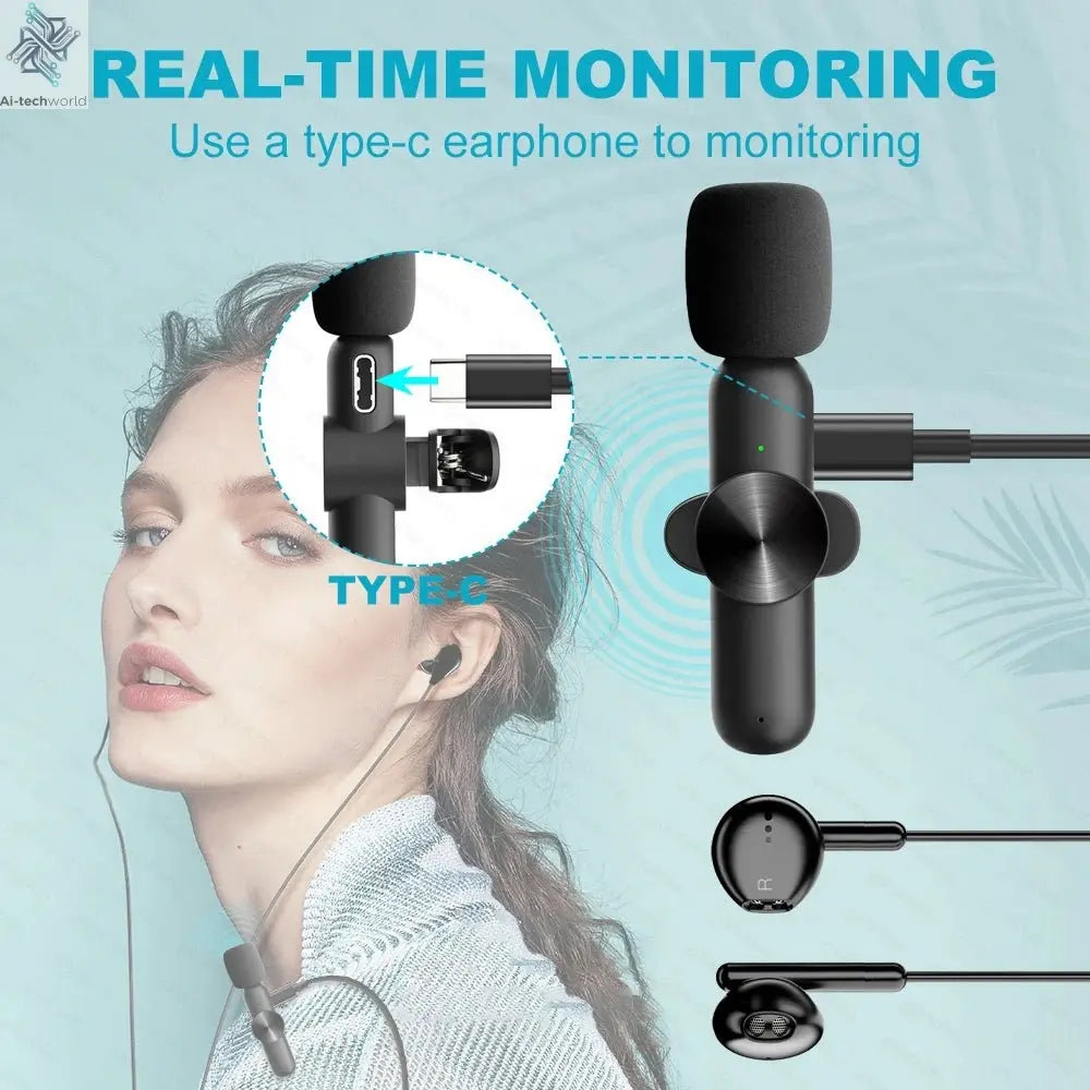 Mini Wireless Lavalier Mic for Audio Video Recording & Live Broadcast - iPhone Android Gaming Ai-TechWorld
