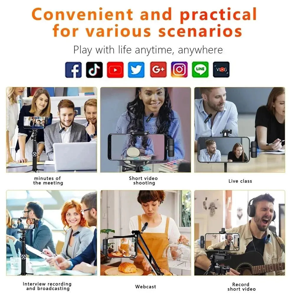Mini Wireless Lavalier Mic for Audio Video Recording & Live Broadcast - iPhone Android Gaming Ai-TechWorld