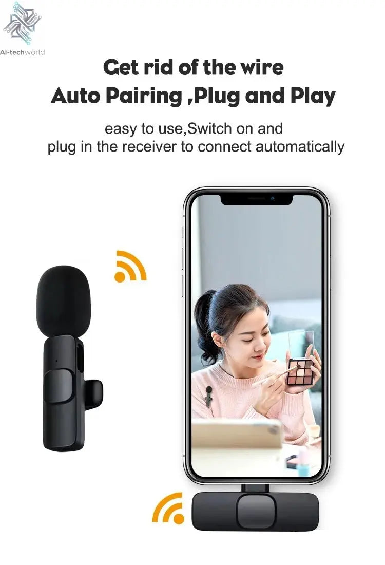 Mini Wireless Lavalier Mic for Audio Video Recording & Live Broadcast - iPhone Android Gaming Ai-TechWorld