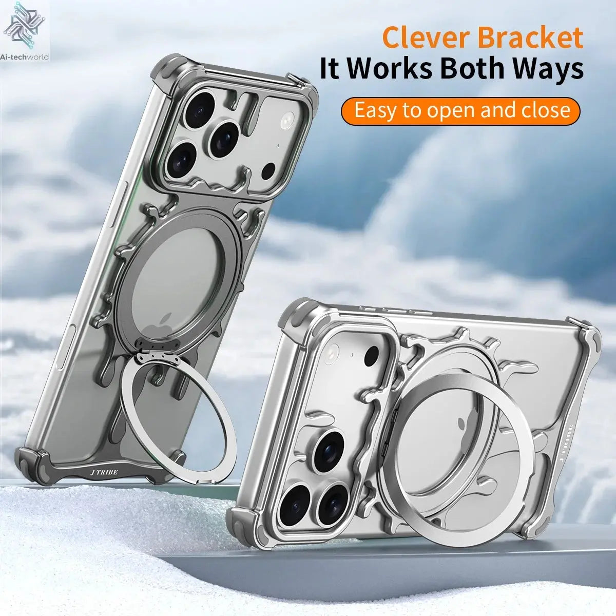 Minimalist Metal Frameless Case For iPhone 17 Pro Max 17 Pro 16Pro Max 15 ProMax 14 Pro Max Magsafe Magnetic Phone Back Cover Ai-TechWorld 