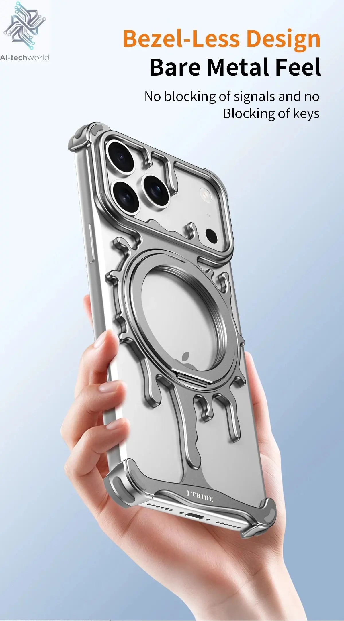 Minimalist Metal Frameless Case For iPhone 17 Pro Max 17 Pro 16Pro Max 15 ProMax 14 Pro Max Magsafe Magnetic Phone Back Cover Ai-TechWorld 