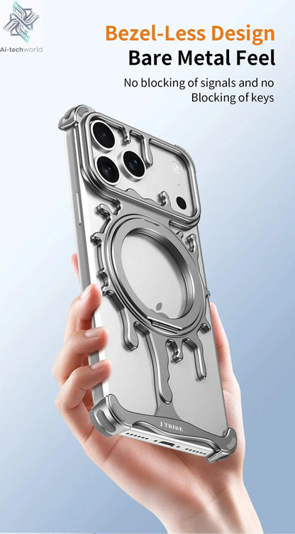 Minimalist Metal Frameless Case For iPhone 17 Pro Max 17 Pro 16Pro Max 15 ProMax 14 Pro Max Magsafe Magnetic Phone Back Cover Ai-TechWorld 
