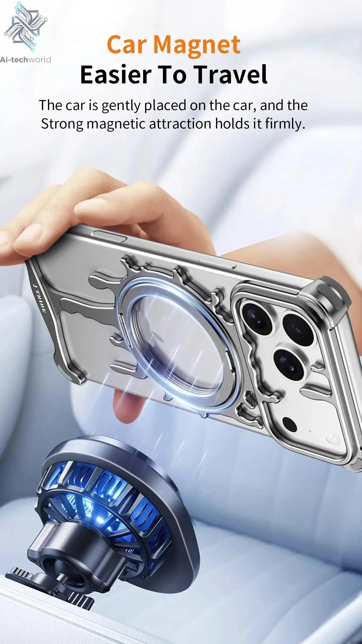 Minimalist Metal Frameless Case For iPhone 17 Pro Max 17 Pro 16Pro Max 15 ProMax 14 Pro Max Magsafe Magnetic Phone Back Cover Ai-TechWorld 