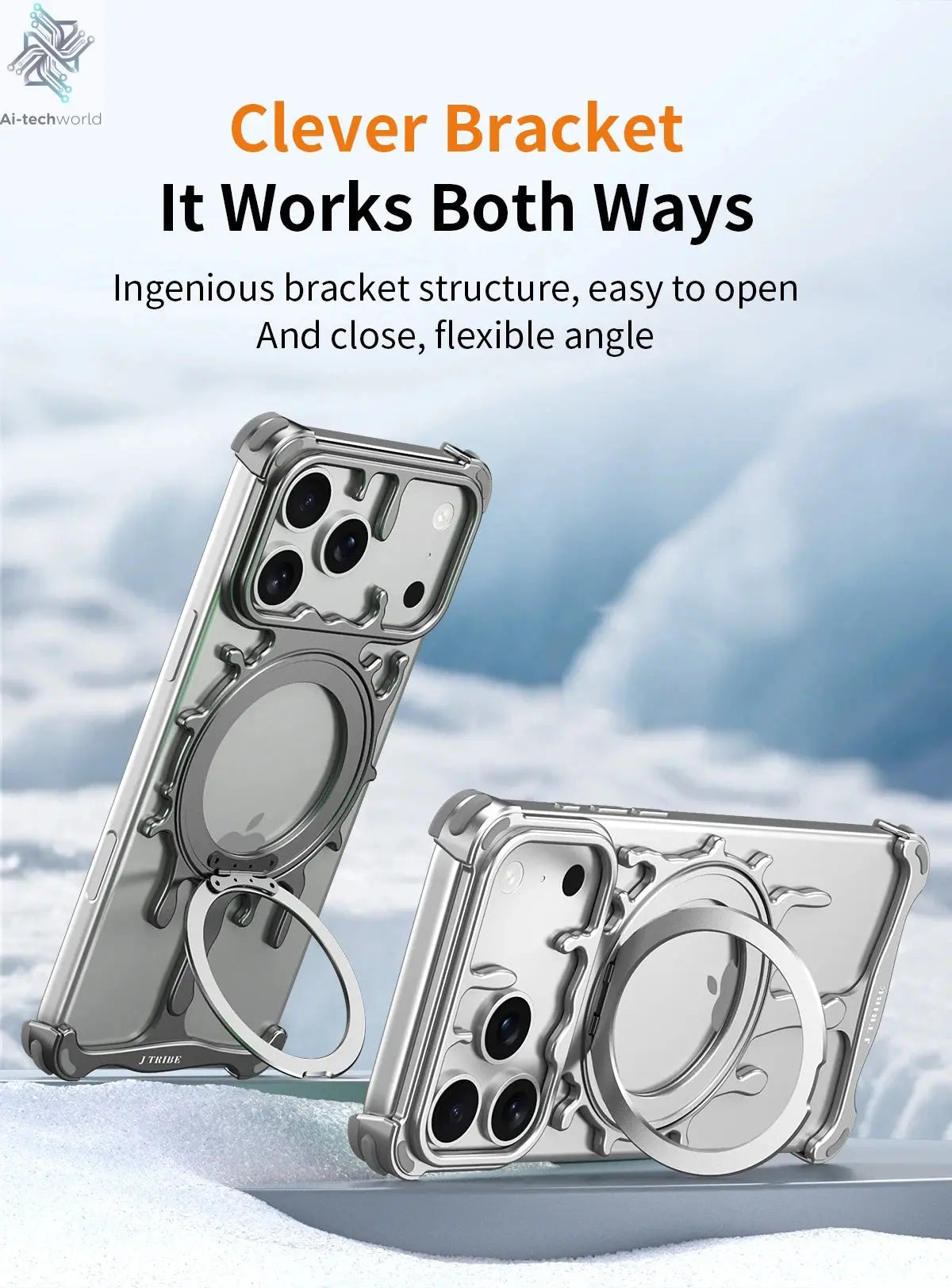 Minimalist Metal Frameless Case For iPhone 17 Pro Max 17 Pro 16Pro Max 15 ProMax 14 Pro Max Magsafe Magnetic Phone Back Cover Ai-TechWorld 