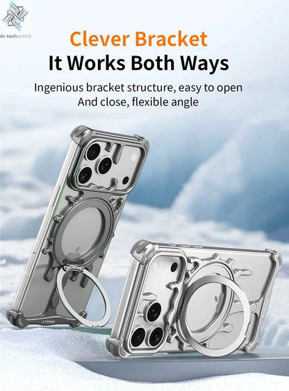 Minimalist Metal Frameless Case For iPhone 17 Pro Max 17 Pro 16Pro Max 15 ProMax 14 Pro Max Magsafe Magnetic Phone Back Cover Ai-TechWorld 