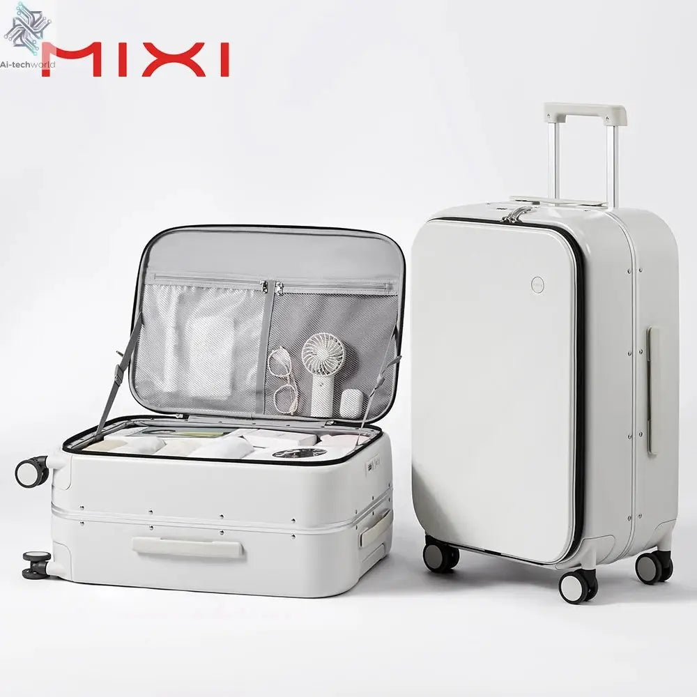 Mixi New PC Aluminum Frame Suitcase Front Opening Rolling Travel Luggage 20 Inch Carry-On 24 26 Inch M9291 - Ai-TechWorld