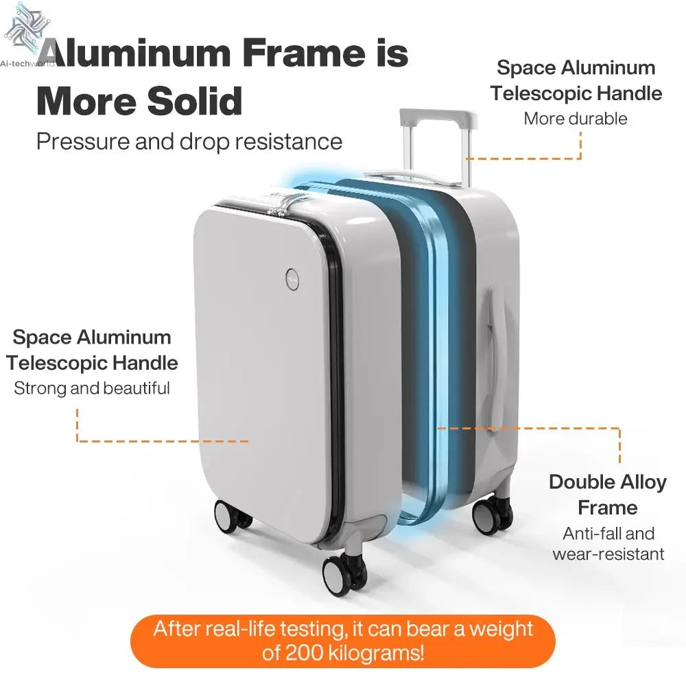Mixi New PC Aluminum Frame Suitcase Front Opening Rolling Travel Luggage 20 Inch Carry-On 24 26 Inch M9291 - Ai-TechWorld