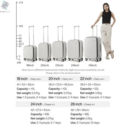 Mixi New PC Aluminum Frame Suitcase Front Opening Rolling Travel Luggage 20 Inch Carry-On 24 26 Inch M9291 - Ai-TechWorld
