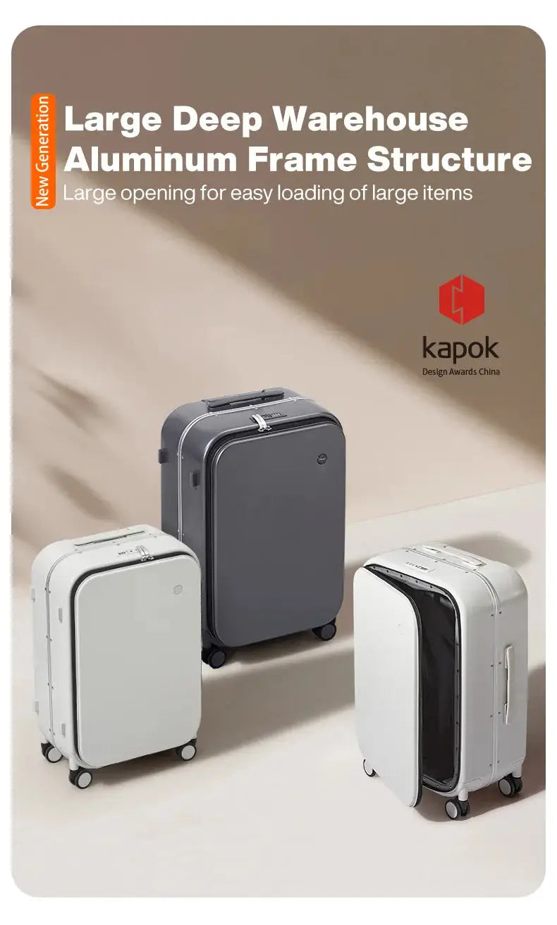 Mixi New PC Aluminum Frame Suitcase Front Opening Rolling Travel Luggage 20 Inch Carry-On 24 26 Inch M9291 - Ai-TechWorld