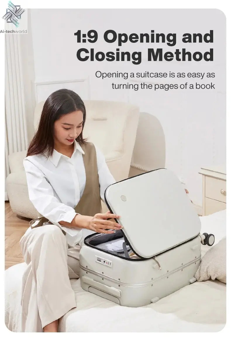 Mixi New PC Aluminum Frame Suitcase Front Opening Rolling Travel Luggage 20 Inch Carry-On 24 26 Inch M9291 - Ai-TechWorld