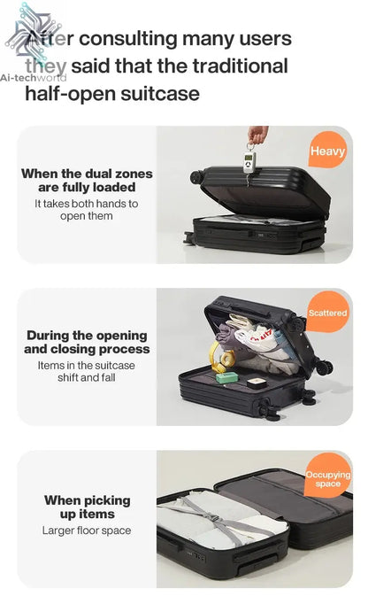 Mixi New PC Aluminum Frame Suitcase Front Opening Rolling Travel Luggage 20 Inch Carry-On 24 26 Inch M9291 - Ai-TechWorld