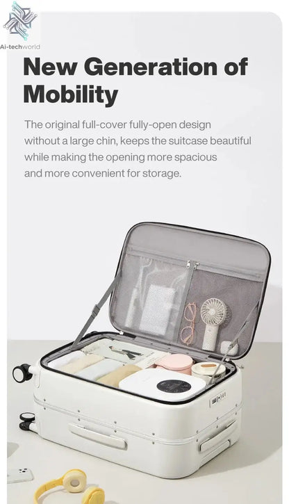 Mixi New PC Aluminum Frame Suitcase Front Opening Rolling Travel Luggage 20 Inch Carry-On 24 26 Inch M9291 - Ai-TechWorld