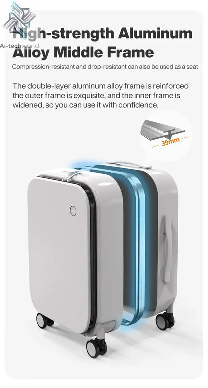 Mixi New PC Aluminum Frame Suitcase Front Opening Rolling Travel Luggage 20 Inch Carry-On 24 26 Inch M9291 - Ai-TechWorld
