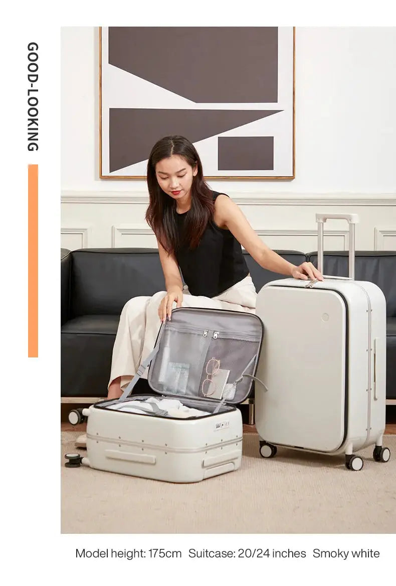 Mixi New PC Aluminum Frame Suitcase Front Opening Rolling Travel Luggage 20 Inch Carry-On 24 26 Inch M9291 - Ai-TechWorld