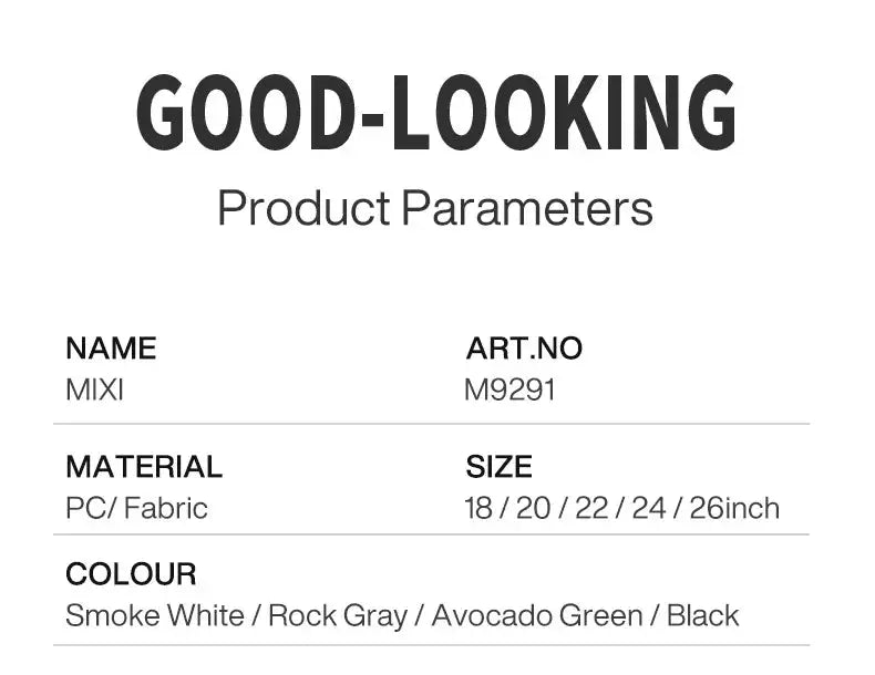 Mixi New PC Aluminum Frame Suitcase Front Opening Rolling Travel Luggage 20 Inch Carry-On 24 26 Inch M9291 - Ai-TechWorld