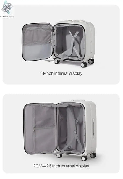 Mixi New PC Aluminum Frame Suitcase Front Opening Rolling Travel Luggage 20 Inch Carry-On 24 26 Inch M9291 - Ai-TechWorld