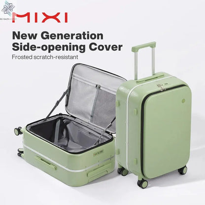 Mixi New PC Aluminum Frame Suitcase Front Opening Rolling Travel Luggage 20 Inch Carry-On 24 26 Inch M9291 - Ai-TechWorld