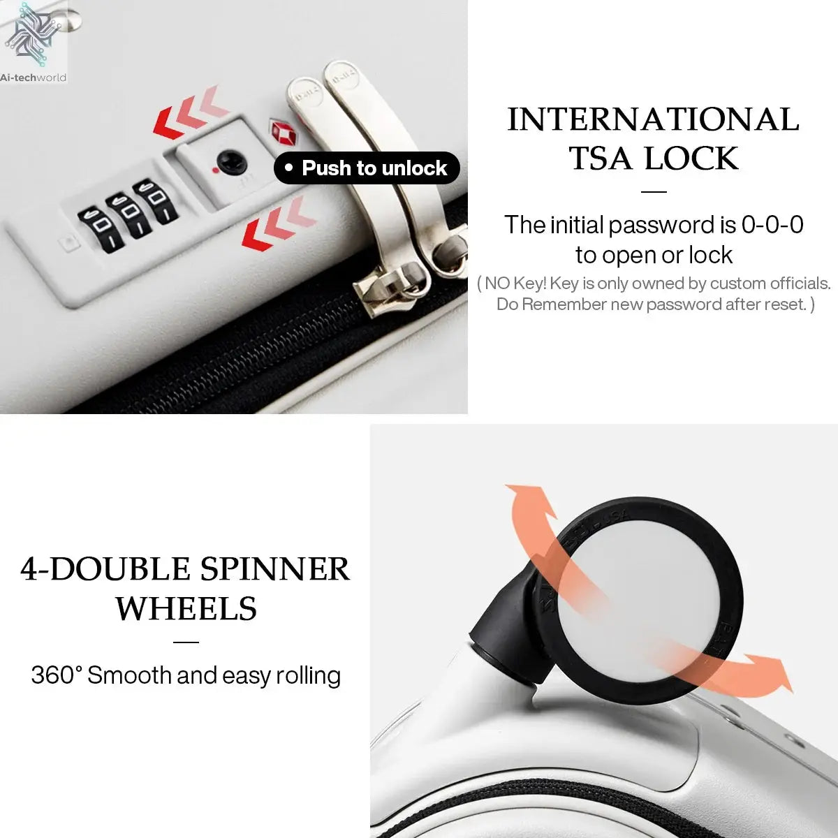 Mixi Patent Design Aluminum Frame Suitcase Carry On Rolling Luggage Beautiful Boarding Cabin 18 20 24 Inch M9260 Ai-TechWorld 