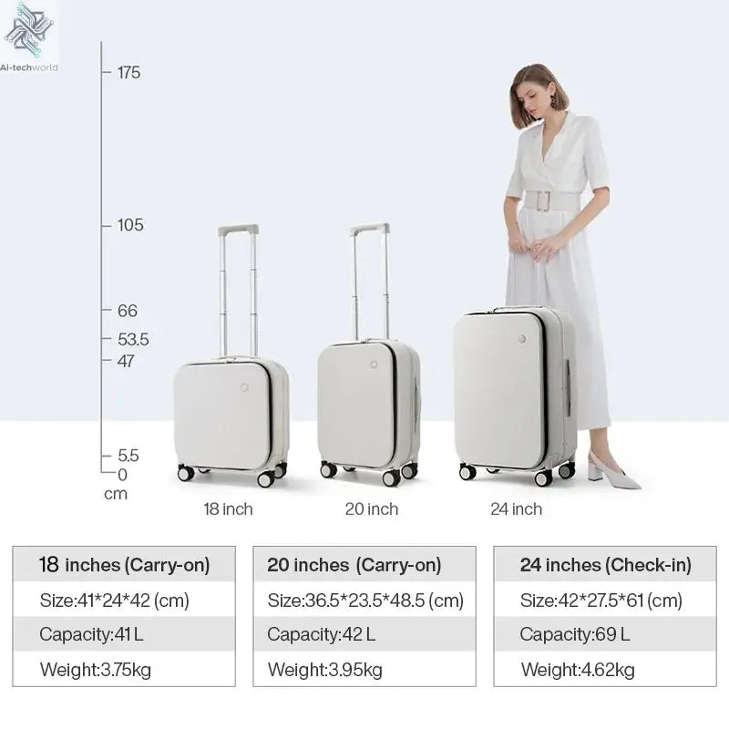Mixi Patent Design Aluminum Frame Suitcase Carry On Rolling Luggage Beautiful Boarding Cabin 18 20 24 Inch M9260 Ai-TechWorld 