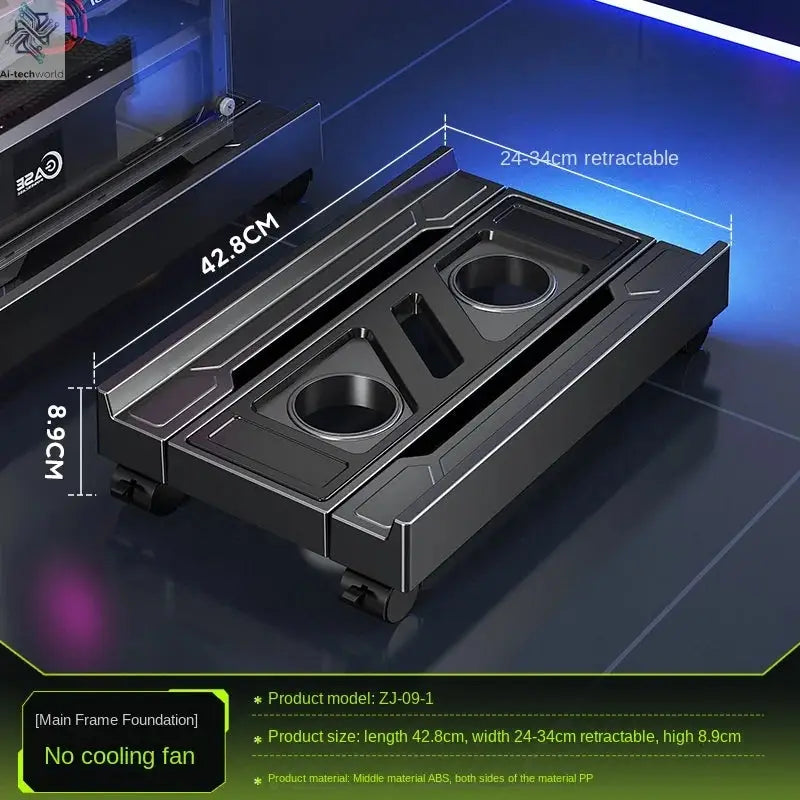 Mobile PC Tower Stand Adjustable Computer CPU Holder Telescopic Desktop Stand CPU Cart with RGB Cooling Fan Heat Dissipation Ai-TechWorld 