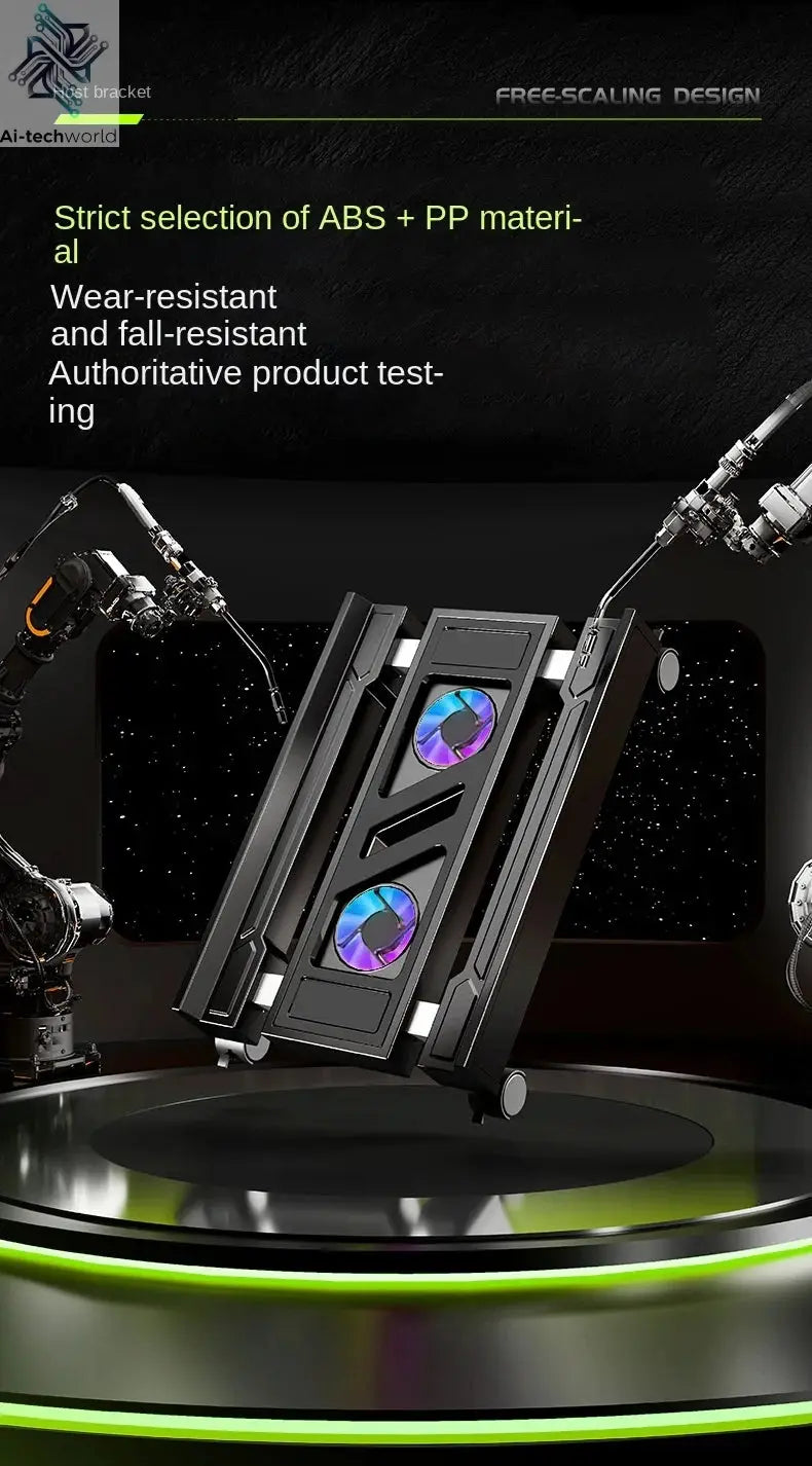 Mobile PC Tower Stand Adjustable Computer CPU Holder Telescopic Desktop Stand CPU Cart with RGB Cooling Fan Heat Dissipation Ai-TechWorld 