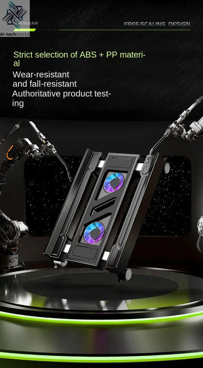 Mobile PC Tower Stand Adjustable Computer CPU Holder Telescopic Desktop Stand CPU Cart with RGB Cooling Fan Heat Dissipation Ai-TechWorld 