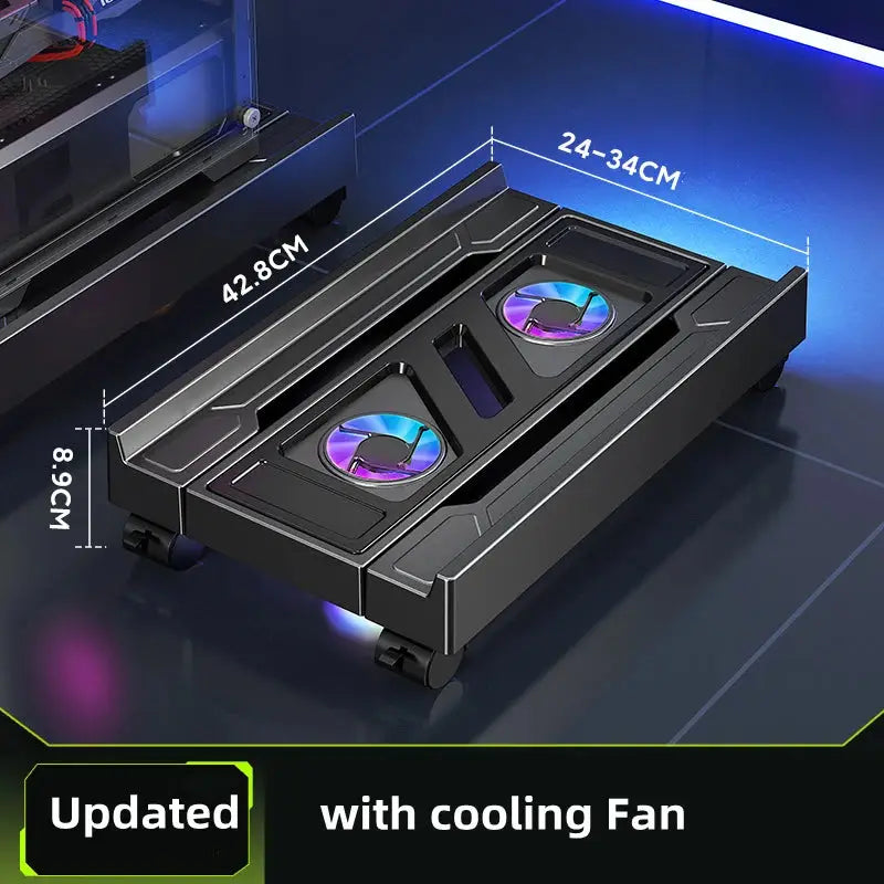 Mobile PC Tower Stand Adjustable Computer CPU Holder Telescopic Desktop Stand CPU Cart with RGB Cooling Fan Heat Dissipation Ai-TechWorld 