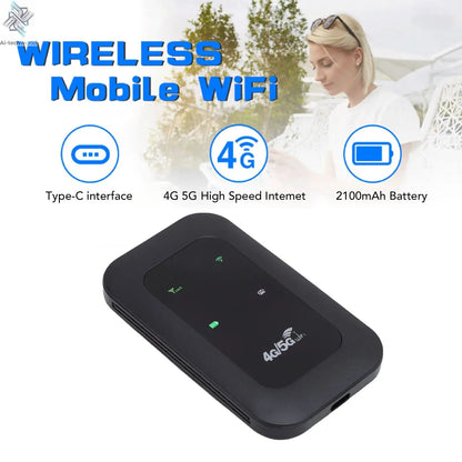 Mobile WiFi Router 2100mAh Battery Supports 10 Connected Devices 4G 5G WiFi Hotspot 300Mbps High Speed Portable for Business Ai-TechWorld 