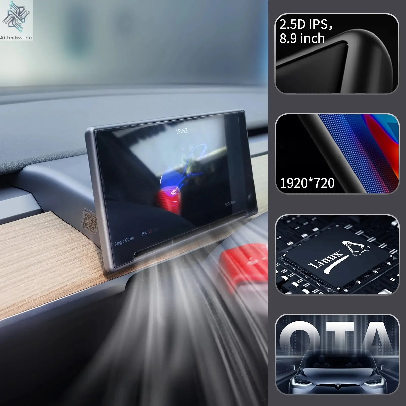 Model 3 Hud for Tesla Y Juniper Head Up Display Highland Instrument Cluster Air vent Dash Front Screen Camera Driver Monitor Ai-TechWorld 