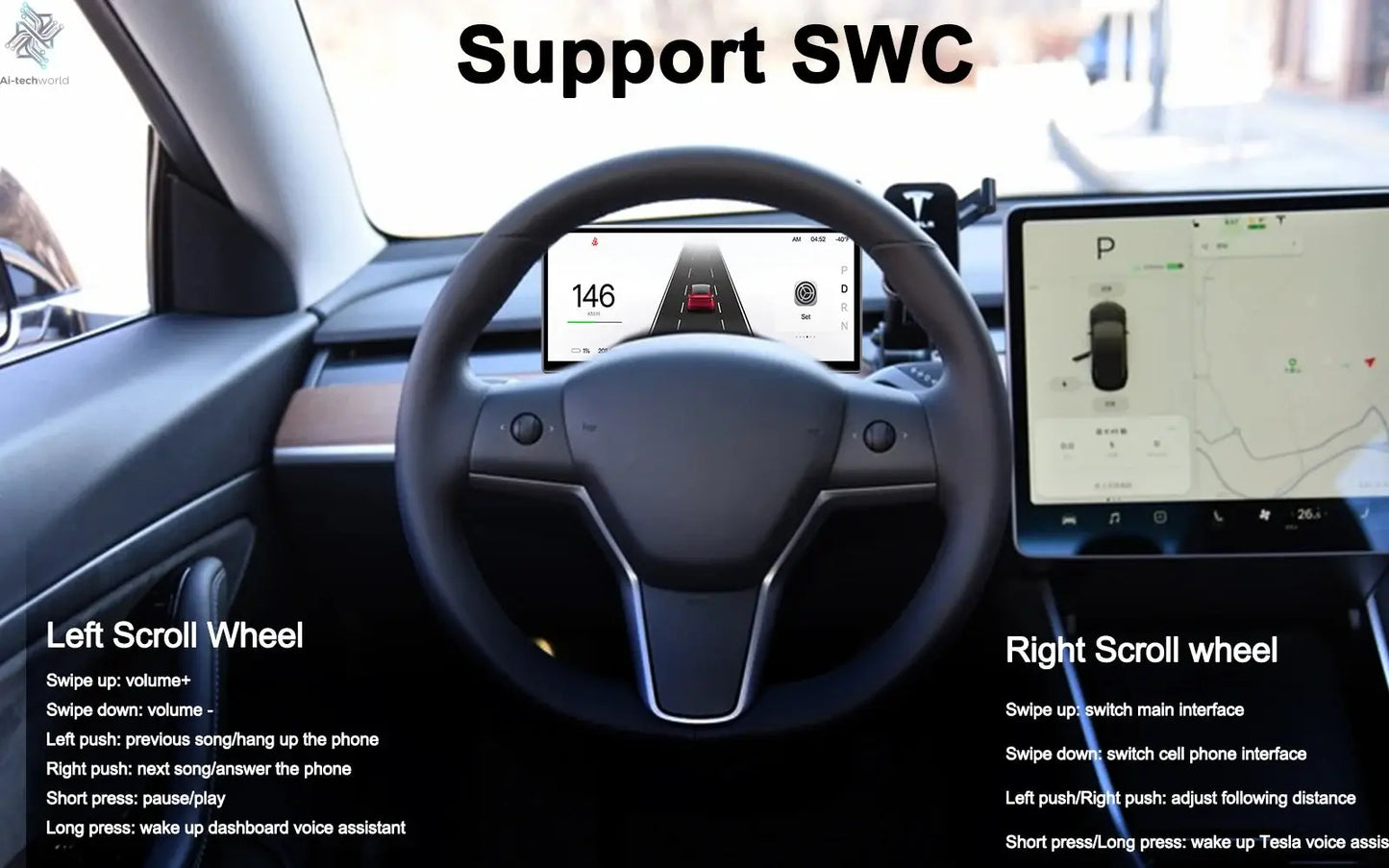 Model 3 Hud for Tesla Y Juniper Head Up Display Highland Instrument Cluster Air vent Dash Front Screen Camera Driver Monitor Ai-TechWorld 