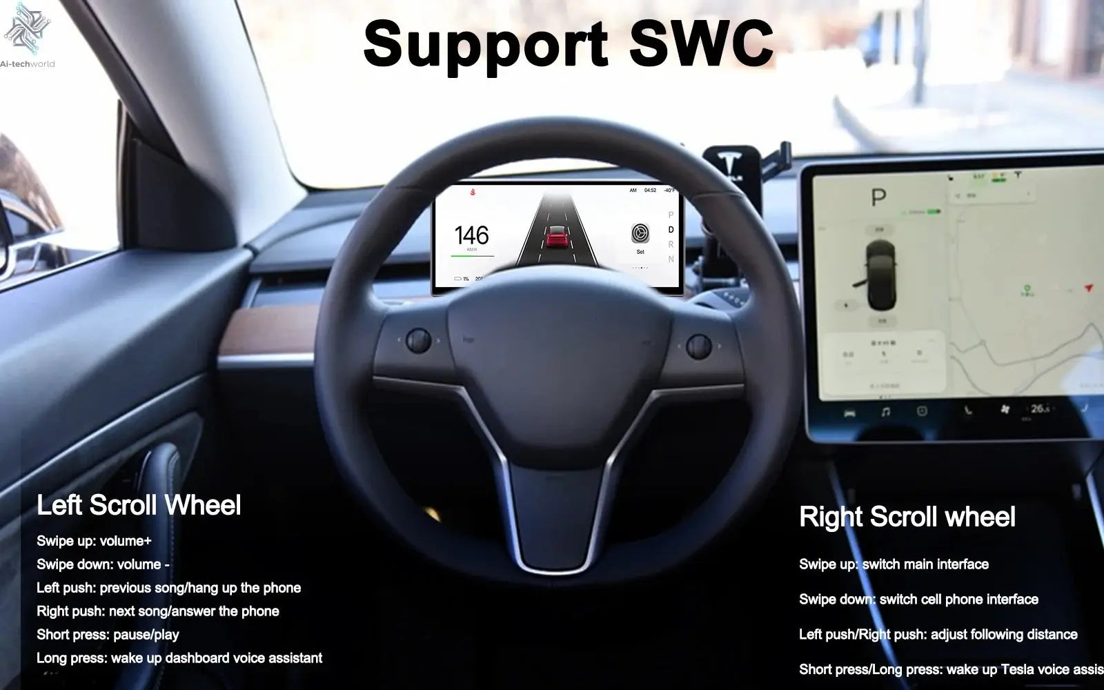 Model 3 Hud for Tesla Y Juniper Head Up Display Highland Instrument Cluster Air vent Dash Front Screen Camera Driver Monitor Ai-TechWorld 