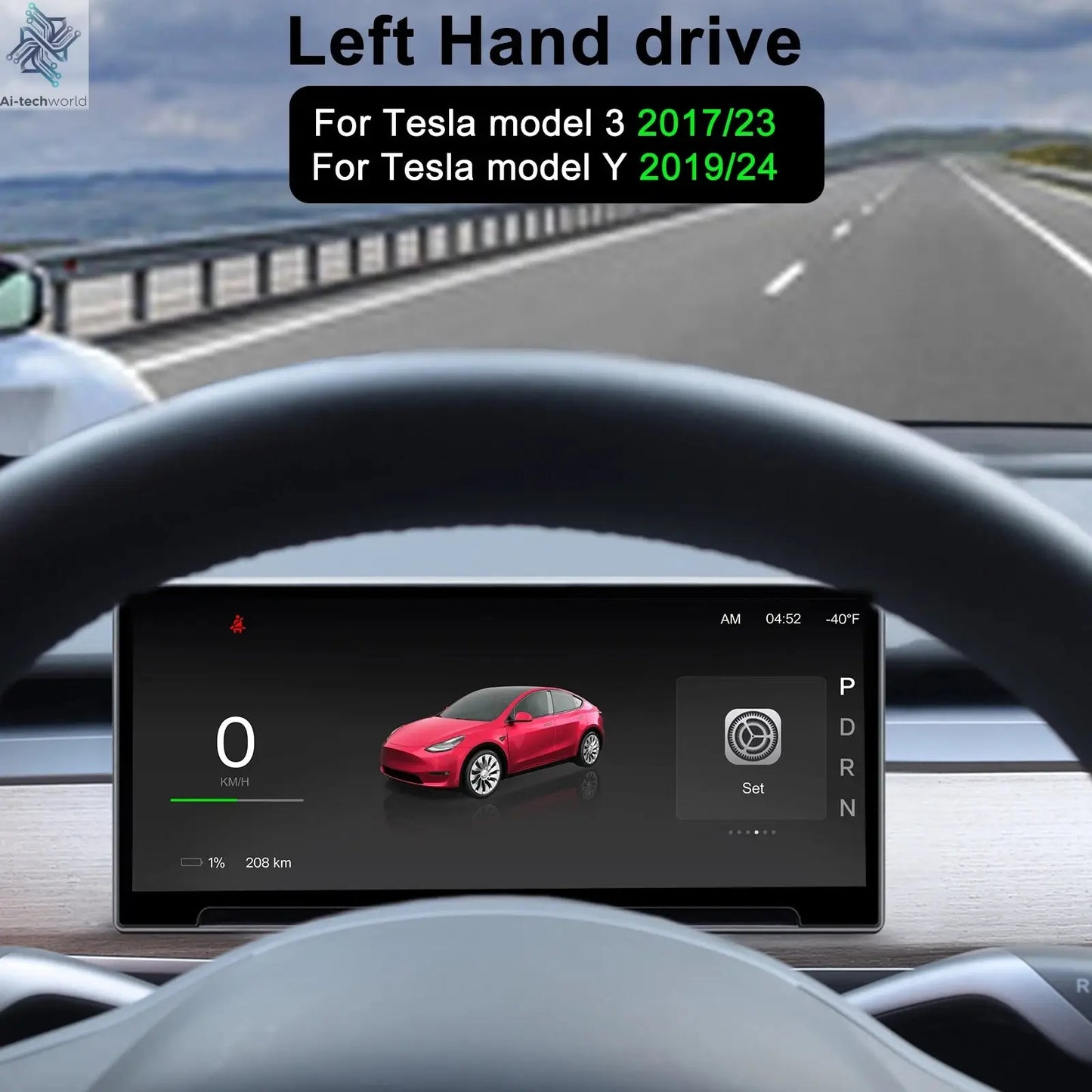Model 3 Hud for Tesla Y Juniper Head Up Display Highland Instrument Cluster Air vent Dash Front Screen Camera Driver Monitor Ai-TechWorld 