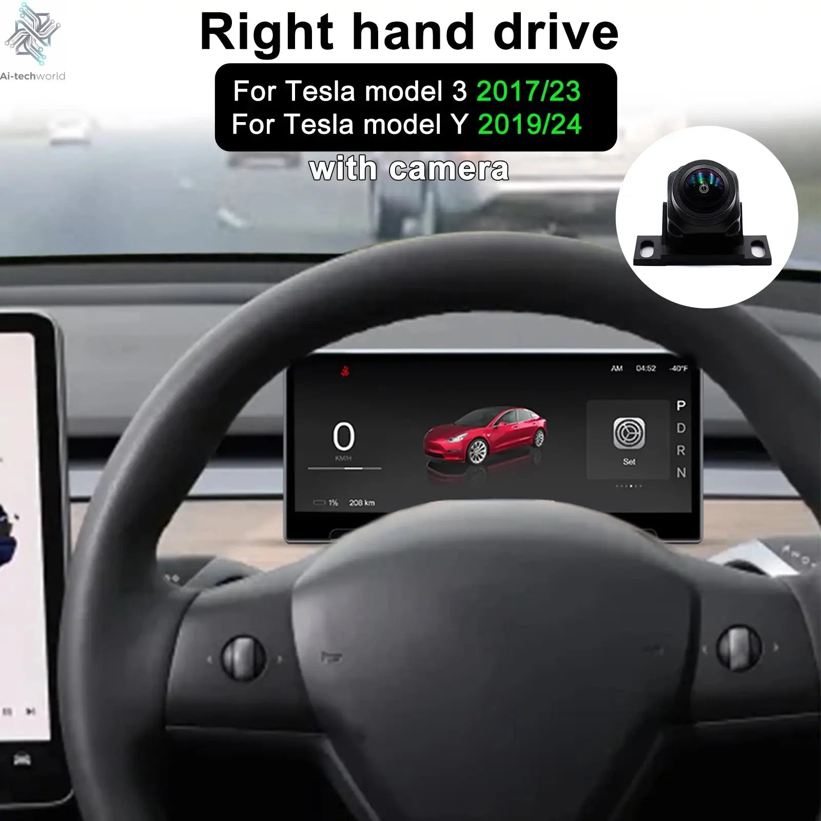 Model 3 Hud for Tesla Y Juniper Head Up Display Highland Instrument Cluster Air vent Dash Front Screen Camera Driver Monitor Ai-TechWorld 