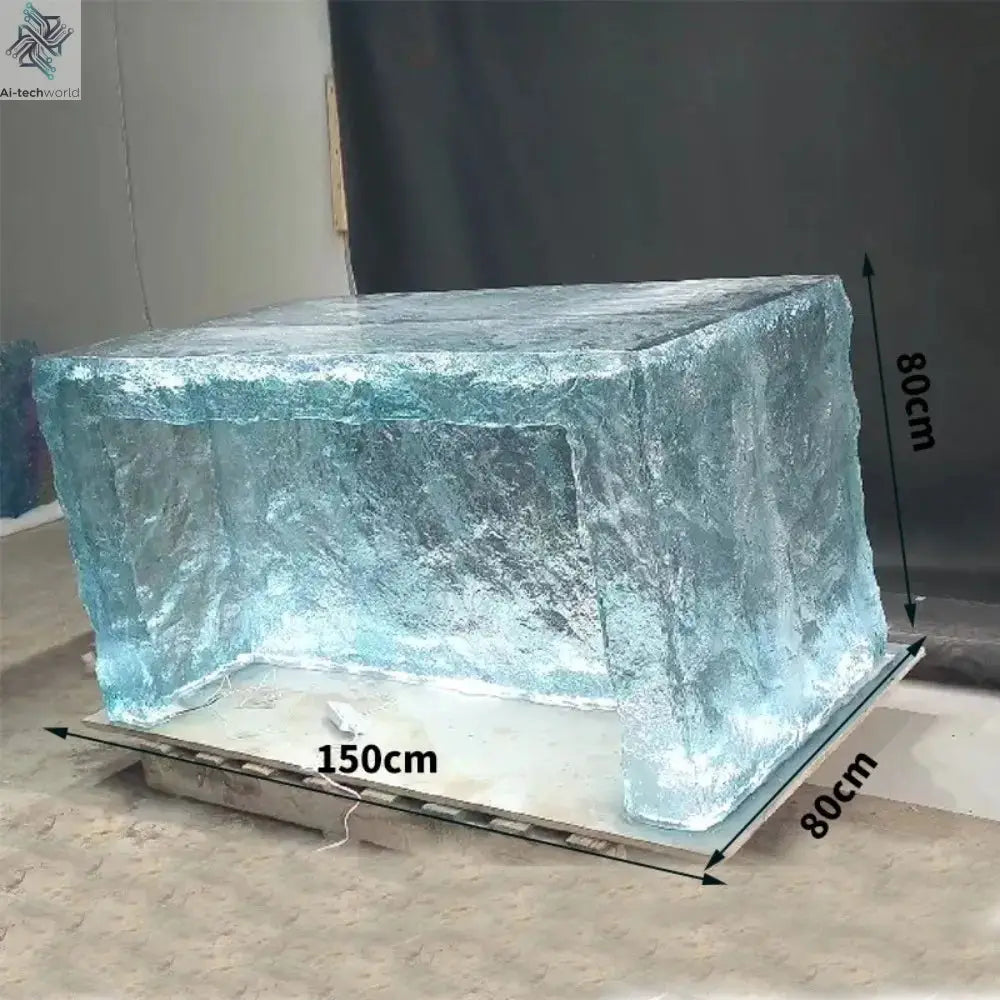 Modern light luxury home villa bar luminous island table custom transparent resin crystal bar glacier art tea table Ai-TechWorld 
