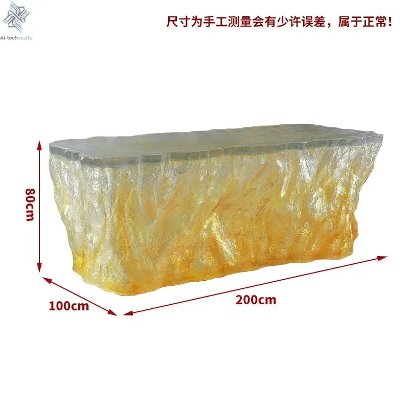 Modern light luxury home villa bar luminous island table custom transparent resin crystal bar glacier art tea table Ai-TechWorld 