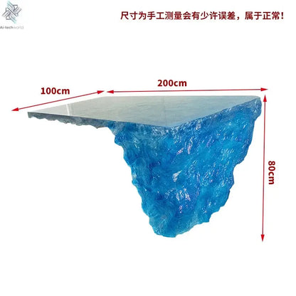 Modern light luxury home villa bar luminous island table custom transparent resin crystal bar glacier art tea table Ai-TechWorld 